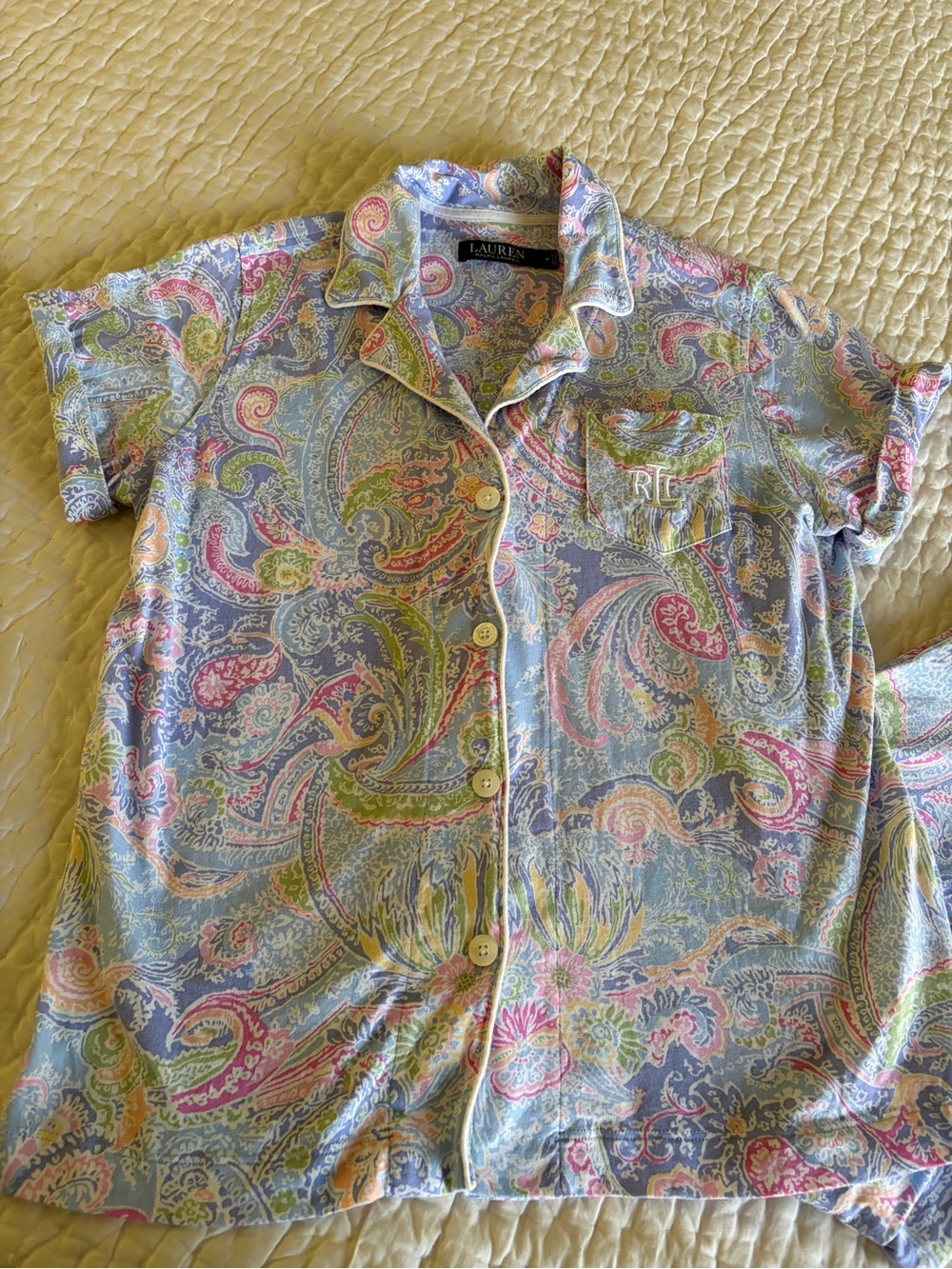 Ralph Lauren Paisley Short-Sleeve Knit Pajama Set - Picture 2 of 9